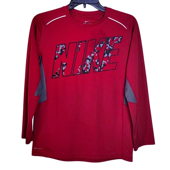 Nike Other - Nike Dri-FIT Long Sleeve Active Shirt Red Camo Boys Large Outdoor Activewear